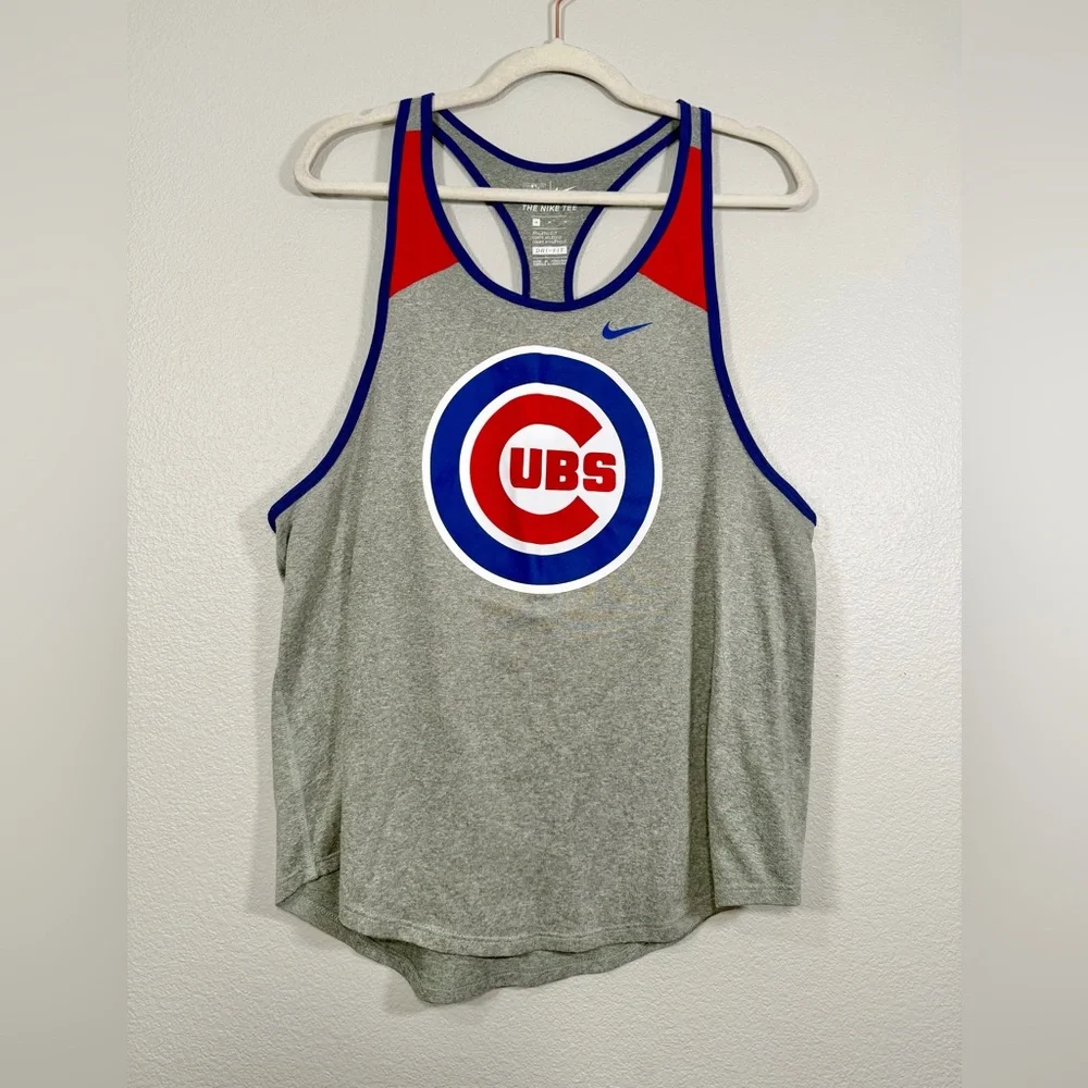 Nike Chicago Cubs Shirt Tank Top Racer Baseball MLB Gray Red Blue DRI Women M - Picture 1 of 6